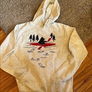 Gray Hoodie with Red Kayak Design